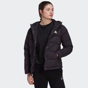 Adidas Helionic Hooded Down Jacket in Black Women size Medium